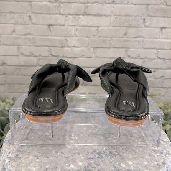 Time and Tru Black Knotted Bow Comfort Flip-Flop Sandals Women’s 8M☀️VGUC☀️ - Picture 6 of 8